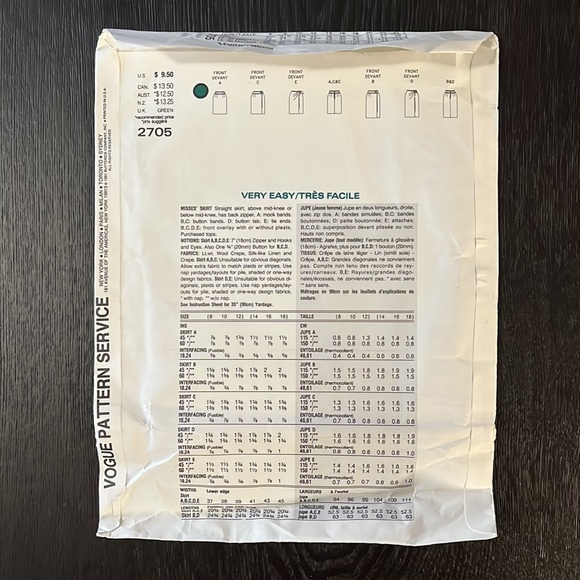 Vintage Skirt Sewing Pattern: Vogue’s Basic Design - Picture 2 of 5